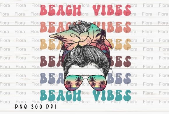 Download Beach Vibes Messy Bun Retro Summer PNG - Retro summer png Collection