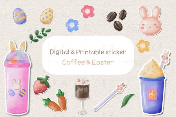 Download Coffee Easter Digital Stickers Set - Digital Collection