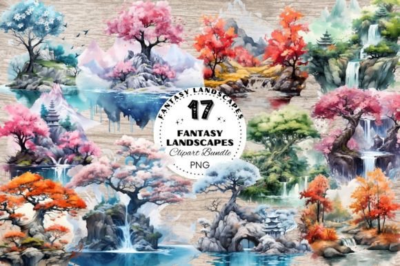 Download Fantasy Landscapes Trees &amp; Waterfall - Fantasy Collection