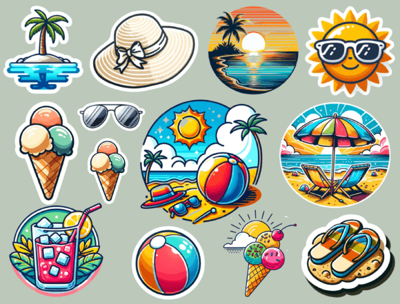 Download Summer Stickers, Digital Stickers - Digital Collection