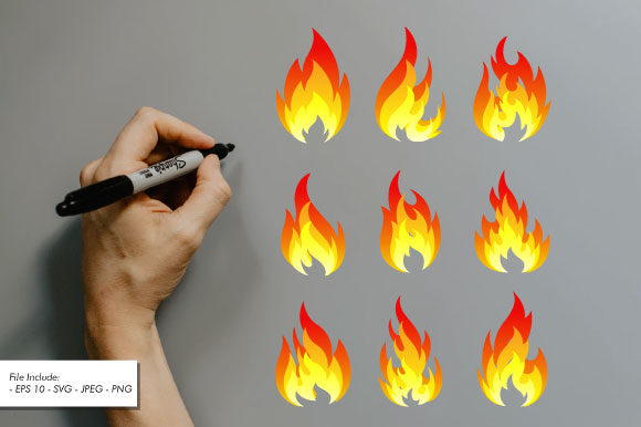 Download Set of Fire Flames Vector Illustration. - Fire Collection