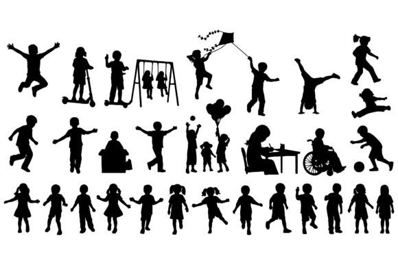 Download Diverse Children Playing Together Silhou - Premium Resources